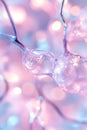 Surreal futuristic background showcases glowing neural light patterns in pastel gradients. Soft reflections and depth