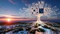 Digital Tree of Knowledge: AI, Technology, and Future Royalty Free Stock Photo