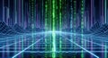 Abstract Digital Landscape with Binary Code Stream, Futuristic Technology Background Royalty Free Stock Photo