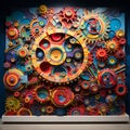 Surreal gears and machinery. colorful. abstract background with circles