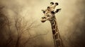 Surreal Giraffe Attack In Appalachian Forest Vintage Inspired Photo