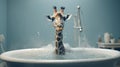 Surreal Giraffe In Bathtub: A Unique Blend Of Photography And Art