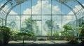 Ultra Hd Surreal Greenhouse Background Realistic Painting By Magritte