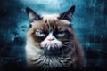 A Surreal grumpy cat created with generative AI technology Royalty Free Stock Photo