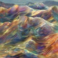 Surreal holographic landscape with undulating waves. AI generated