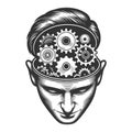 Surreal Human Mind With Mechanical Gears Inside Royalty Free Stock Photo