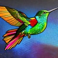 A surreal hummingbird with wings made of stained glass, shimmering with radiant colors in the sunlight5, Generative AI Royalty Free Stock Photo