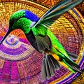 A surreal hummingbird with wings made of stained glass, shimmering with radiant colors in the sunlight2, Generative AI Royalty Free Stock Photo