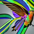 A surreal hummingbird with wings made of stained glass, shimmering with radiant colors in the sunlight3, Generative AI Royalty Free Stock Photo