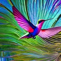 A surreal hummingbird with wings made of stained glass, shimmering with radiant colors in the sunlight4, Generative AI Royalty Free Stock Photo