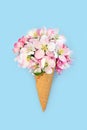Surreal Ice Cream Cone with Apple Blossom Flowers Royalty Free Stock Photo
