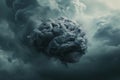 Surreal image of a brain-shaped cloud formation