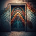 Surreal image of a dream inside a dream with open door to another dimension.