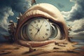 A surreal image of a huge eye with a watch under the eyelids. Time management concept, circadian rhythm, time-eternity Royalty Free Stock Photo