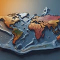 A surreal image of a melting world map with diminishing colors. Royalty Free Stock Photo