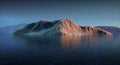 Surreal image with a mountain in the middle of a water Royalty Free Stock Photo
