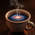 Galaxy Swimming Inside a Steaming Cup of Coffee â Surreal Cosmic Coffee Concept Royalty Free Stock Photo