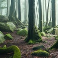 A surreal interpretation of a forest, with twisted trees and strange creatures lurking in the shadows5, Generative AI