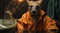 Surreal Kangaroo In Tub Pulp Sci-fi Inspired Movie Still Royalty Free Stock Photo