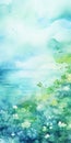 Surreal Lagoon: Anime Watercolor Painting With Serene Oceanic Vistas