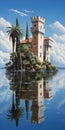 Surreal Lagoon Painting With Italianate Flair: Castello Di Ama Inspired By Dalhart Windberg