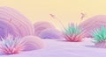 Surreal landscape with abstract elements and vibrant pastel colors. Large, smooth Royalty Free Stock Photo