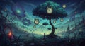 The Tree of Time in a Whimsical Dreamscape Royalty Free Stock Photo
