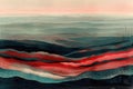 Surreal landscape with gradient colors and abstract waves of red and blue Royalty Free Stock Photo