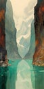 Surreal Landscape Painting: Glacial Mountains In Vietnam