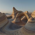 Surreal landscape with smooth, undulating, multicolored sandstone formations Royalty Free Stock Photo