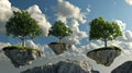 Surreal Landscape with Trees and Cloud Islands . Generative Ai Royalty Free Stock Photo