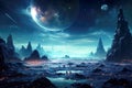 Surreal landscape of unknown alien world