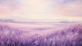 Surreal Lavender Field Painting In Soft Color Style