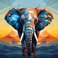 Surreal Low Poly Elephant: Cubist Angles, Illusory Portraits, Political Symbolism Royalty Free Stock Photo