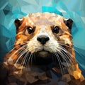 Surreal Low Poly Otter Portrait In Polygonal Art Royalty Free Stock Photo