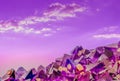 Surreal macro photo of amethyst crystals and sky Royalty Free Stock Photo