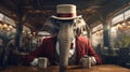 Surreal Mafia Elephant Portrait In 8k Vray Tracing With Sabattier Filter