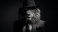 Surreal Mafia Lion In Moody Neo-noir Business Suit And Hat