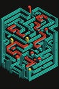 Surreal maze background 3D ai illustration