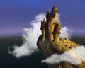 Surreal Medeival Fantasy Stone Castle Royalty Free Stock Photo