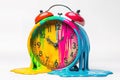 Surreal Melting Clock: Vibrant Colors, Dreamlike Flowing Paint, Abstract Art, Dali-esque, Modern, Psychedelic Clock