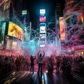 Surreal and Mesmerizing Nightlife Scene in New York City Royalty Free Stock Photo