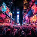 Surreal and Mesmerizing Nightlife Scene in New York City Royalty Free Stock Photo