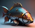 Surreal metallic robofish - AI generated artwork