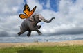 Surreal Monarch Butterfly Wings Elephant