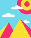 surreal mountain background with pop color punchy vector