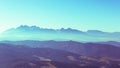 Surreal mountain landscape, turquoise gree mountains and sky