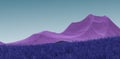 Surreal mountains landscape with purple peaks and pale teal sky. Minimal abstract background. Shaggy surface with a