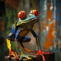 Surreal Multicolored Frog - AI Generated Image