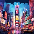 Surreal New York City with Vibrant Neon Lights Royalty Free Stock Photo